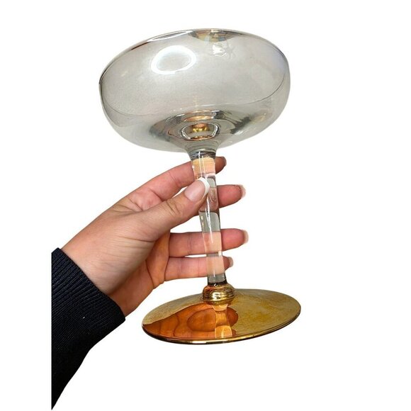 Gold-Trimmed Clear Glass Coupe Cocktail Glasses Set Of 2 - Picture 13 of 16